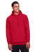 Team 365 TT96 Mens Zone HydroSport Fleece Water Resistant Hooded Sweatshirt Hoodie w/ Pouch Pocket Red Model Front