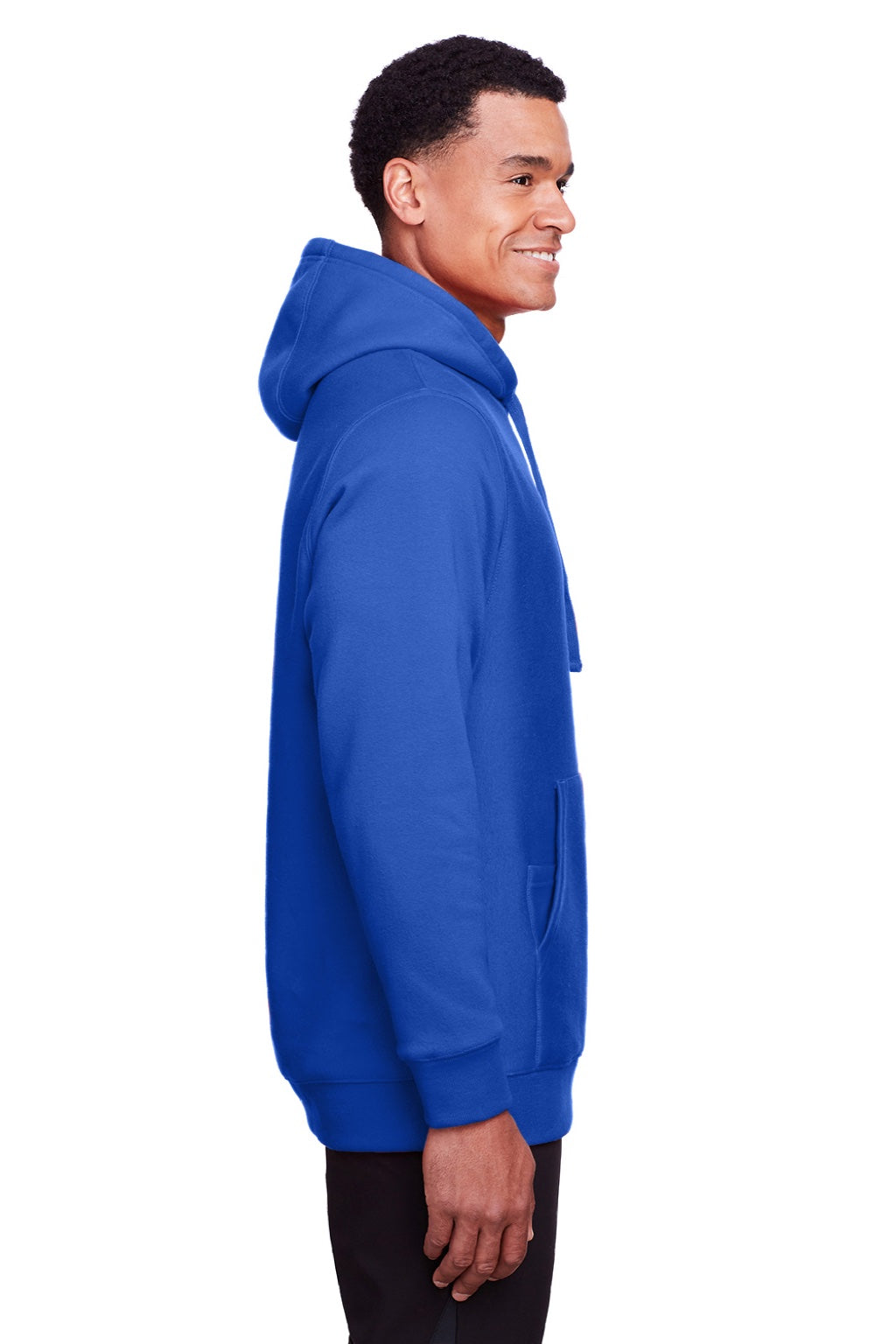 Team 365 TT96 Mens Zone HydroSport Fleece Water Resistant Hooded Sweatshirt Hoodie w/ Pouch Pocket Royal Blue Model Side