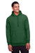 Team 365 TT96 Mens Zone HydroSport Fleece Water Resistant Hooded Sweatshirt Hoodie w/ Pouch Pocket Dark Green Model Front