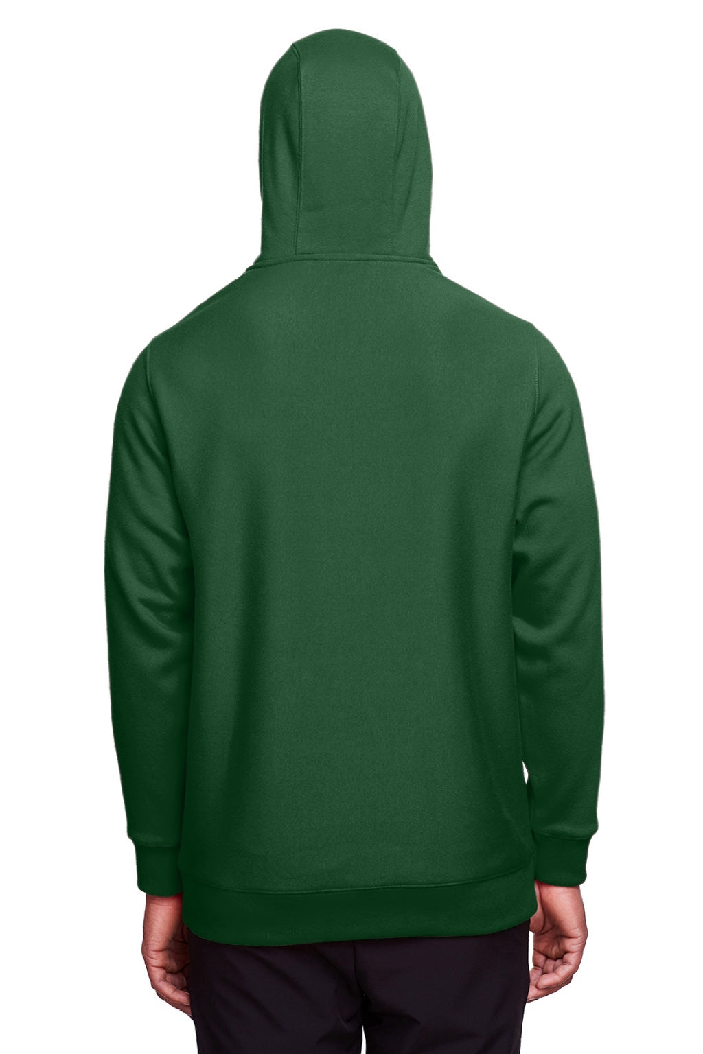 Team 365 TT96 Mens Zone HydroSport Fleece Water Resistant Hooded Sweatshirt Hoodie w/ Pouch Pocket Dark Green Model Back