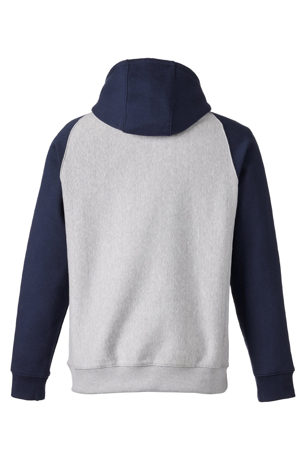 Team 365 TT96CB Mens Zone HydroSport Water Resistant Colorblock Hooded Sweatshirt Hoodie w/ Pouch Pocket Heather Grey/Dark Navy Blue Flat Back