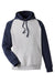 Team 365 TT96CB Mens Zone HydroSport Water Resistant Colorblock Hooded Sweatshirt Hoodie w/ Pouch Pocket Heather Grey/Dark Navy Blue Flat Front