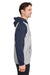 Team 365 TT96CB Mens Zone HydroSport Water Resistant Colorblock Hooded Sweatshirt Hoodie w/ Pouch Pocket Heather Grey/Dark Navy Blue Model Side