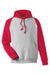Team 365 TT96CB Mens Zone HydroSport Water Resistant Colorblock Hooded Sweatshirt Hoodie w/ Pouch Pocket Heather Grey/Red Flat Front