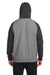 Team 365 TT96CB Mens Zone HydroSport Water Resistant Colorblock Hooded Sweatshirt Hoodie w/ Pouch Pocket Heather Dark Grey/Black Model Back