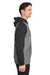 Team 365 TT96CB Mens Zone HydroSport Water Resistant Colorblock Hooded Sweatshirt Hoodie w/ Pouch Pocket Heather Dark Grey/Black Model Side