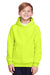 Team 365 TT96Y Youth Zone HydroSport Fleece Water Resistant Hooded Sweatshirt Hoodie w/ Pouch Pocket Safety Yellow Model Front