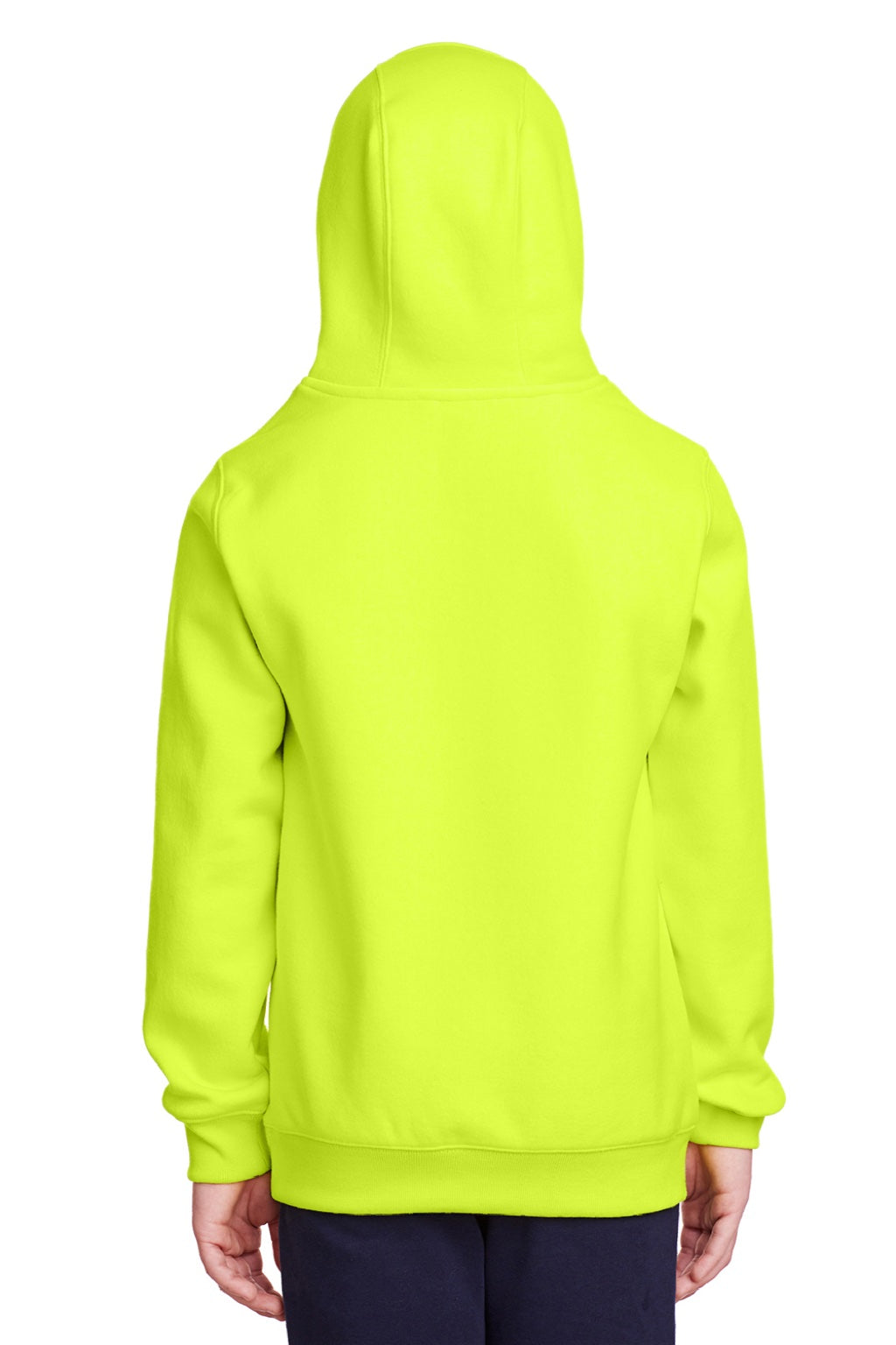 Team 365 TT96Y Youth Zone HydroSport Fleece Water Resistant Hooded Sweatshirt Hoodie w/ Pouch Pocket Safety Yellow Model Back