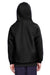 Team 365 TT96Y Youth Zone HydroSport Fleece Water Resistant Hooded Sweatshirt Hoodie w/ Pouch Pocket Black Model Back