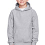 Team 365 Youth Zone HydroSport Fleece Water Resistant Hooded Sweatshirt Hoodie w/ Pouch Pocket - Heather Grey