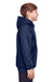 Team 365 TT96Y Youth Zone HydroSport Fleece Water Resistant Hooded Sweatshirt Hoodie w/ Pouch Pocket Dark Navy Blue Model Side