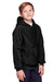 Team 365 TT96Y Youth Zone HydroSport Fleece Water Resistant Hooded Sweatshirt Hoodie w/ Pouch Pocket Black Model 3q