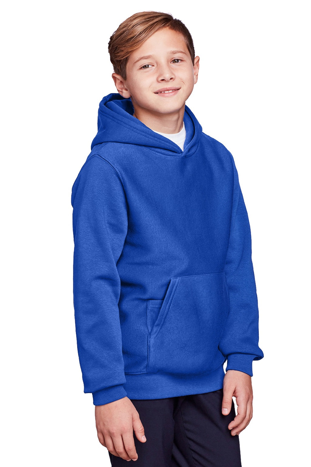 Team 365 TT96Y Youth Zone HydroSport Fleece Water Resistant Hooded Sweatshirt Hoodie w/ Pouch Pocket Royal Blue Model 3q