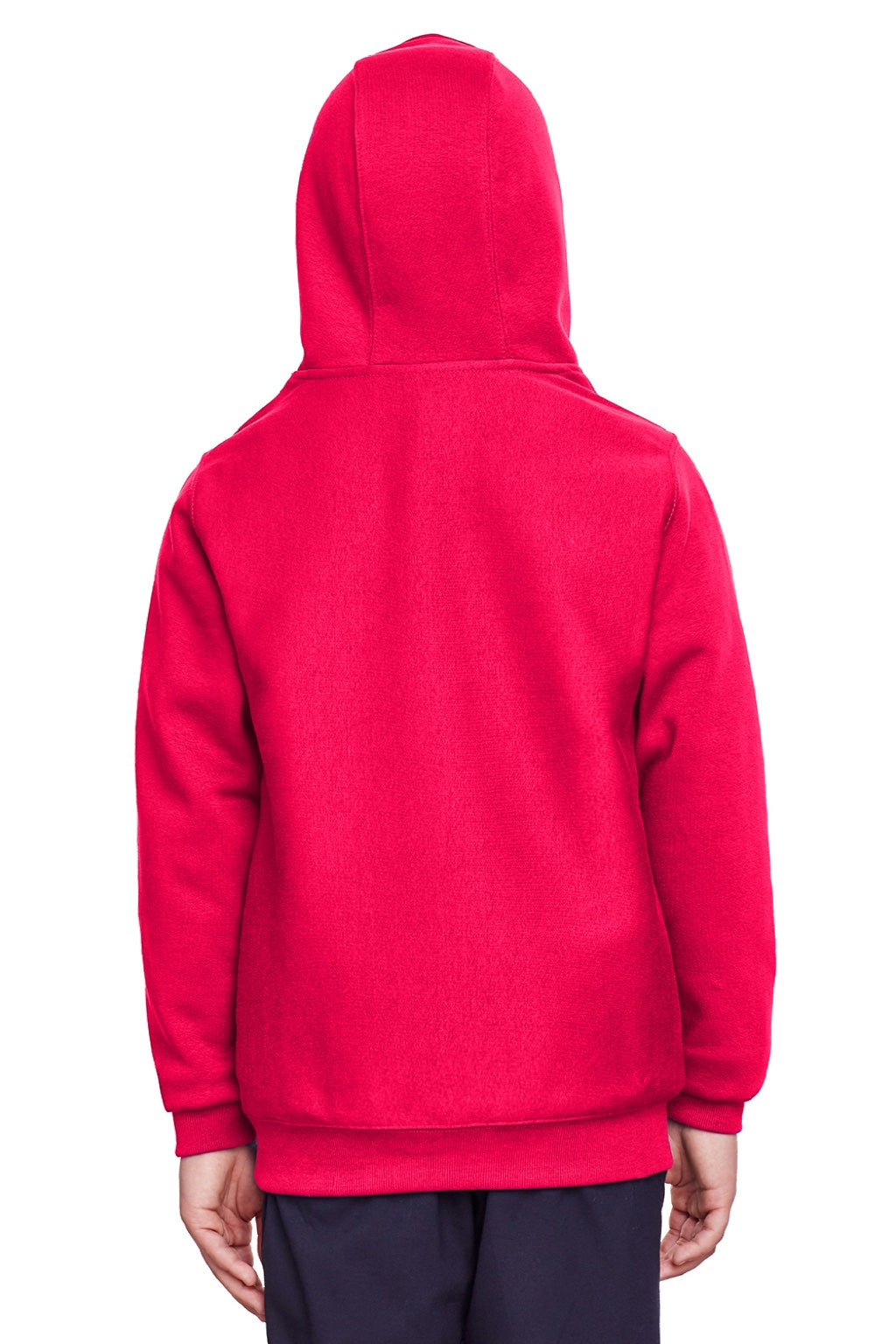Team 365 TT96Y Youth Zone HydroSport Fleece Water Resistant Hooded Sweatshirt Hoodie w/ Pouch Pocket Red Model Back