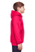 Team 365 TT96Y Youth Zone HydroSport Fleece Water Resistant Hooded Sweatshirt Hoodie w/ Pouch Pocket Red Model Side