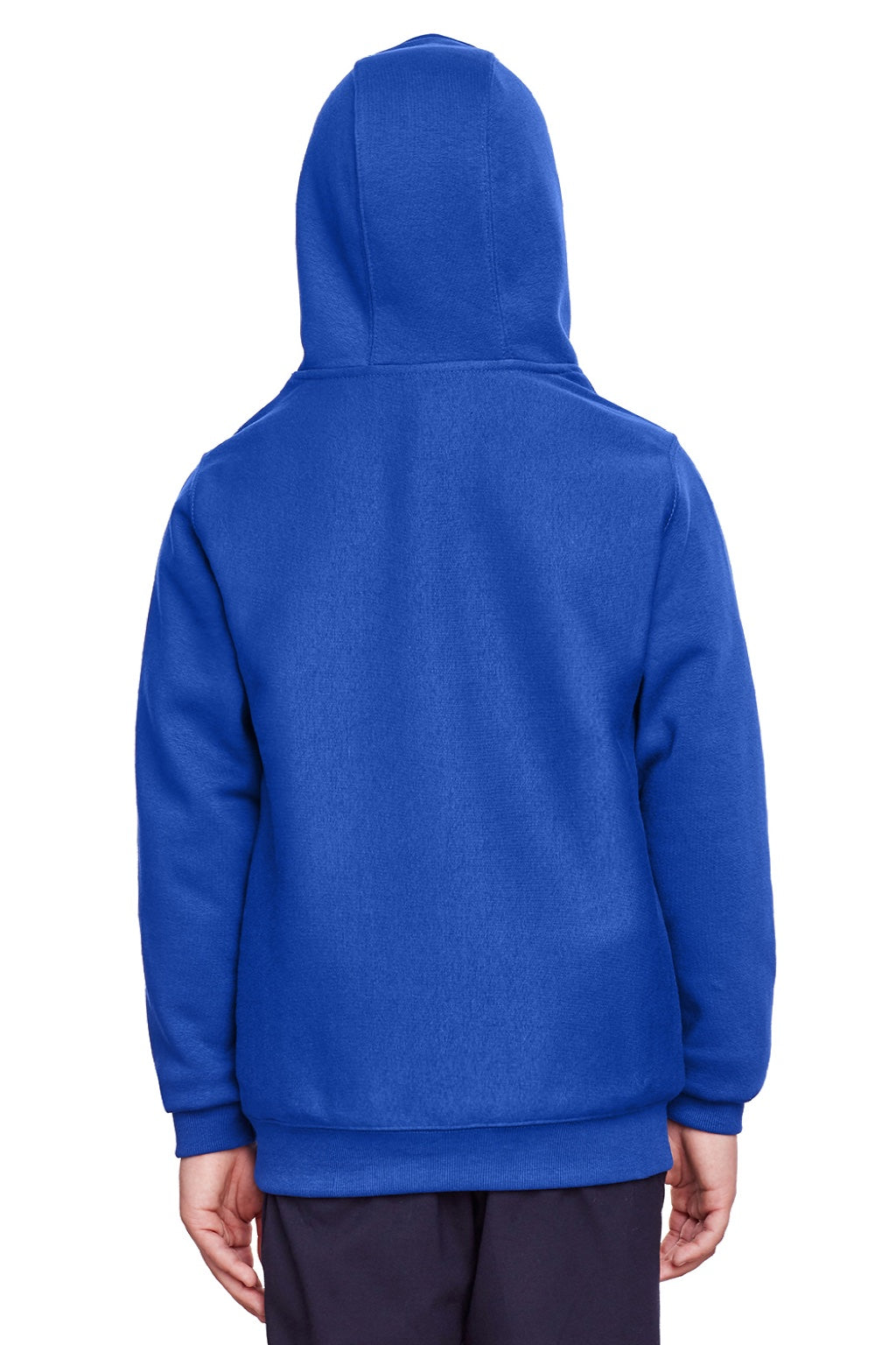 Team 365 TT96Y Youth Zone HydroSport Fleece Water Resistant Hooded Sweatshirt Hoodie w/ Pouch Pocket Royal Blue Model Back