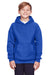 Team 365 TT96Y Youth Zone HydroSport Fleece Water Resistant Hooded Sweatshirt Hoodie w/ Pouch Pocket Royal Blue Model Front