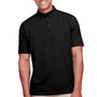 UltraClub Mens Lakeshore Performance Moisture Wicking Short Sleeve Polo Shirt - Black - Closeout