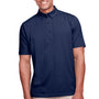 UltraClub Mens Lakeshore Performance Moisture Wicking Short Sleeve Polo Shirt - Navy Blue - Closeout