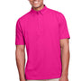 UltraClub Mens Lakeshore Performance Moisture Wicking Short Sleeve Polo Shirt - Heliconia Pink - Closeout