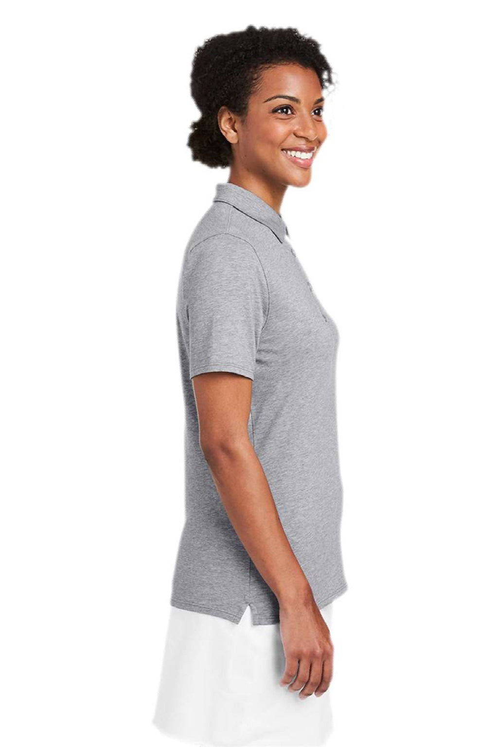 Vineyard Vines G001189 Womens Edgartown Pique Short Sleeve Polo Shirt Barracuda Grey Model Side