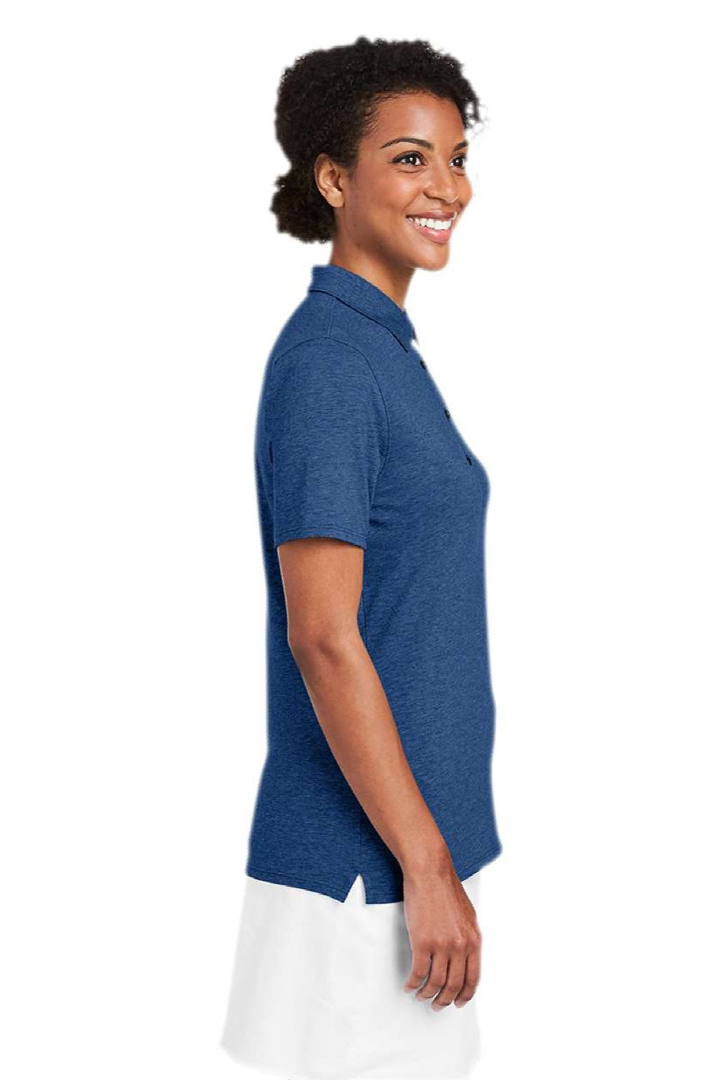 Vineyard Vines G001189 Womens Edgartown Pique Short Sleeve Polo Shirt Deep Bay Blue Model Side