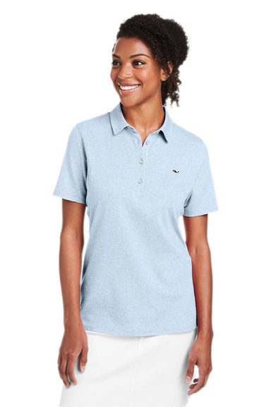 Vineyard Vines G001189 Womens Edgartown Pique Short Sleeve Polo Shirt Jake Blue Model Front