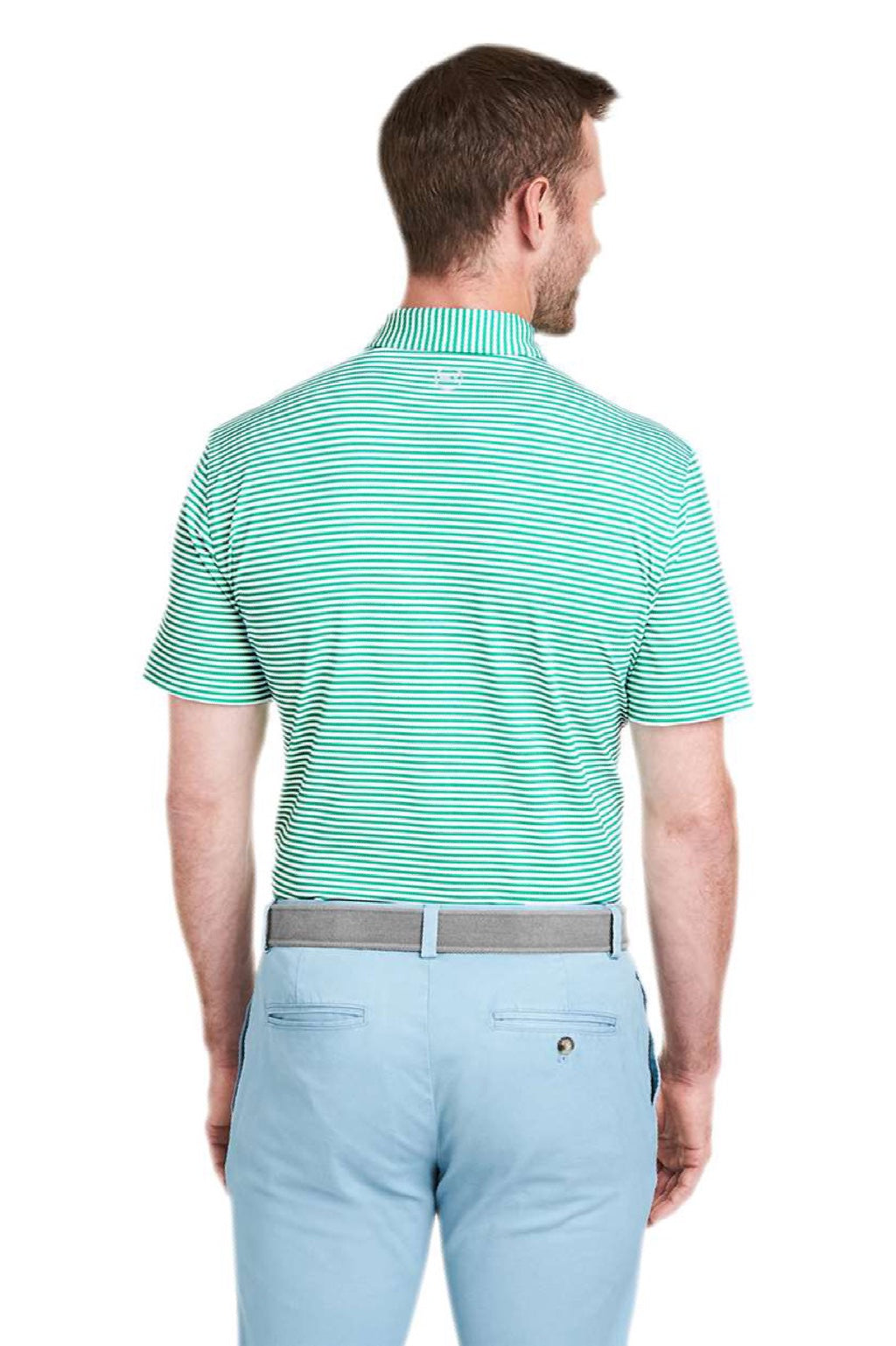 Vineyard Vines G011145 Mens Heathered Winstead Sankaty Short Sleeve Polo Shirt Antigua Green Model Back