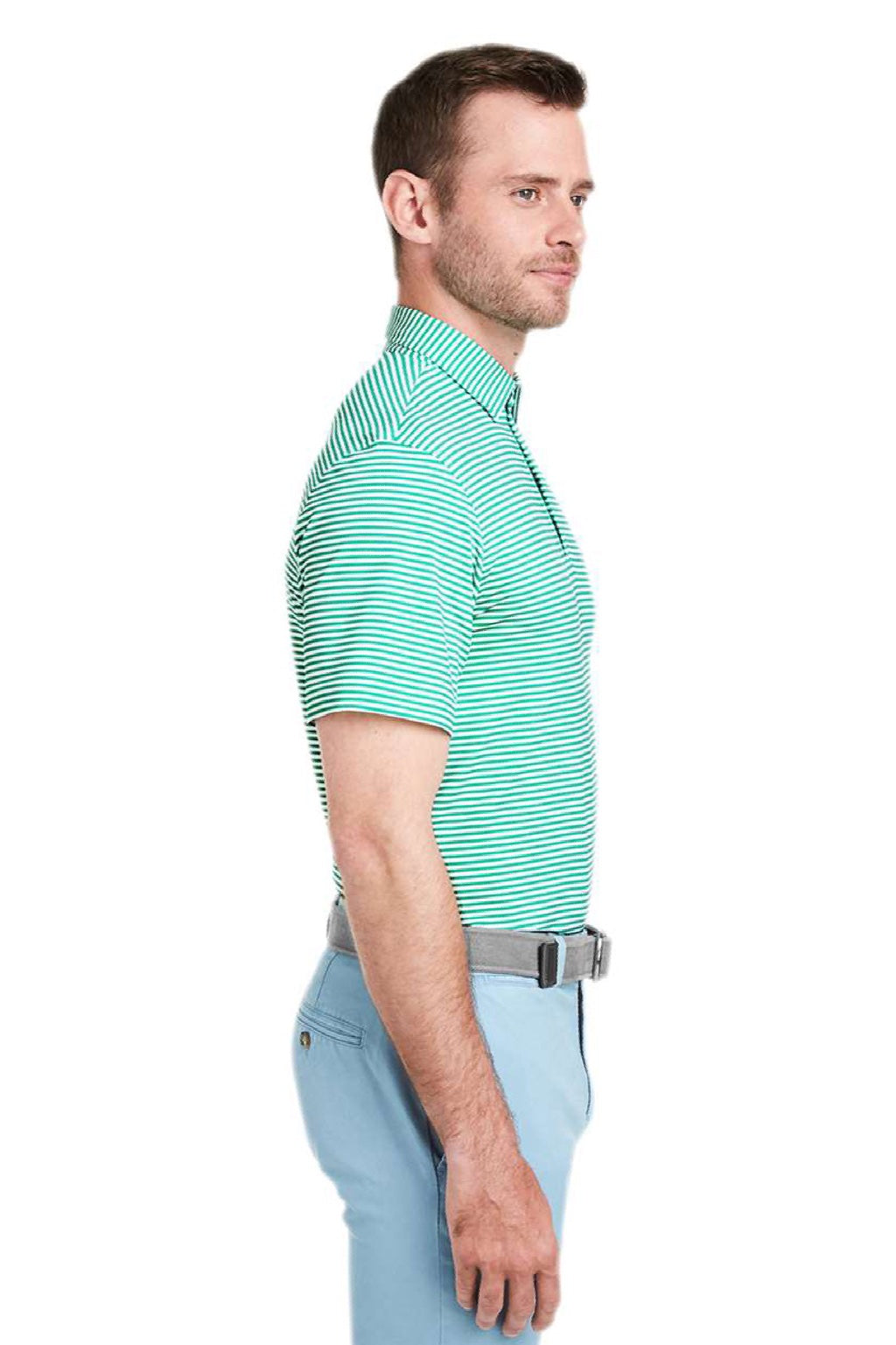 Vineyard Vines G011145 Mens Heathered Winstead Sankaty Short Sleeve Polo Shirt Antigua Green Model Side