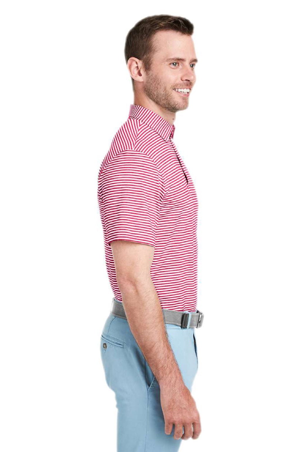 Vineyard Vines G011145 Mens Heathered Winstead Sankaty Short Sleeve Polo Shirt Light House Red Model Side