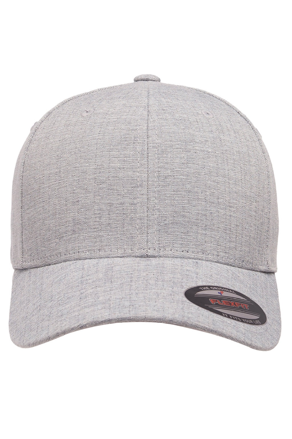 Flexfit Hats Y6350 Mens Heatherlight Stretch Fit Hat Silver Grey Melange Flat Front
