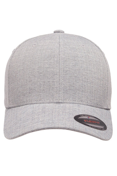 Flexfit Hats Y6350 Mens Heatherlight Stretch Fit Hat Silver Grey Melange Flat Front