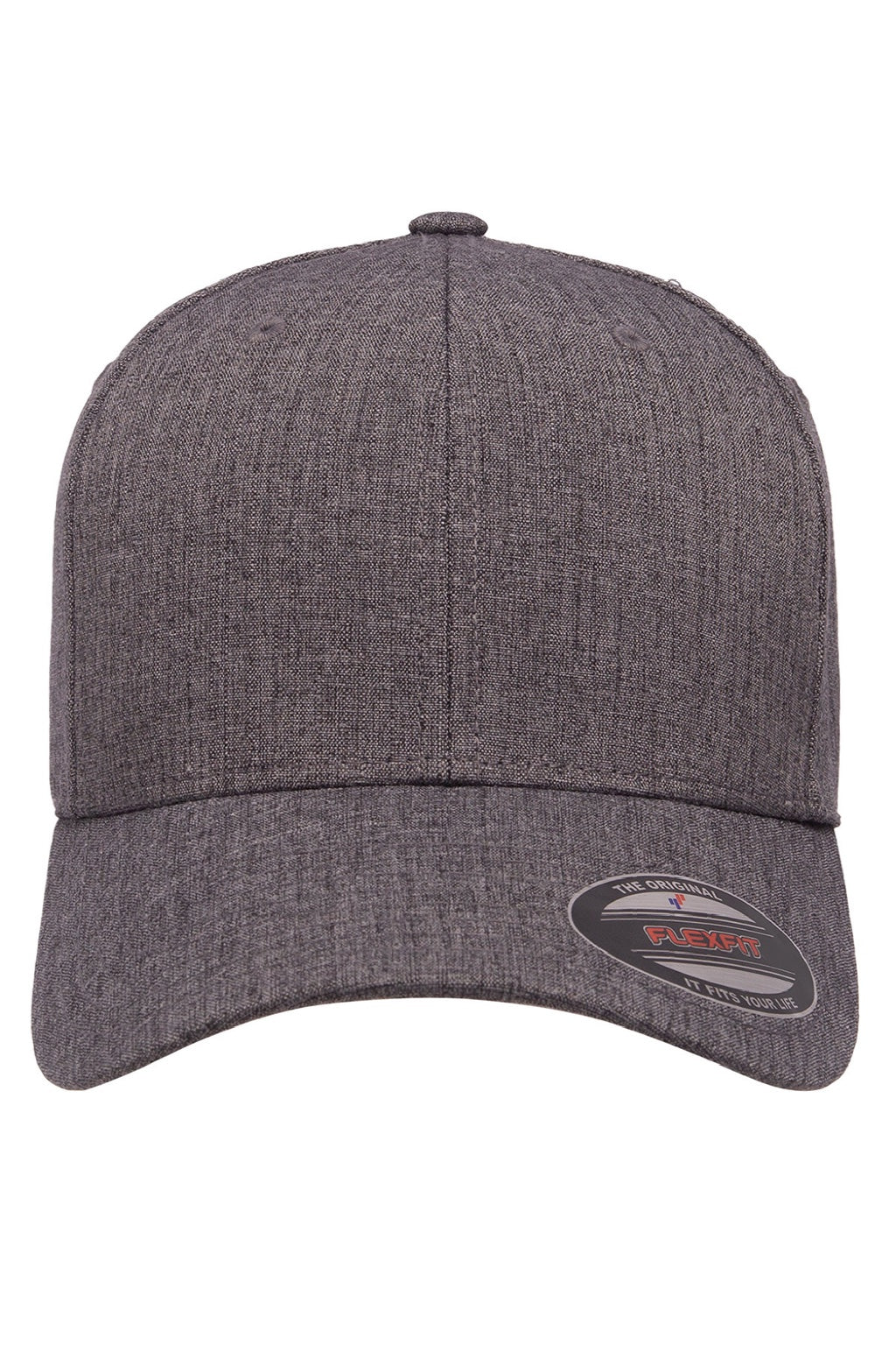 Flexfit Hats Y6350 Mens Heatherlight Stretch Fit Hat Dark Grey Melange Flat Front