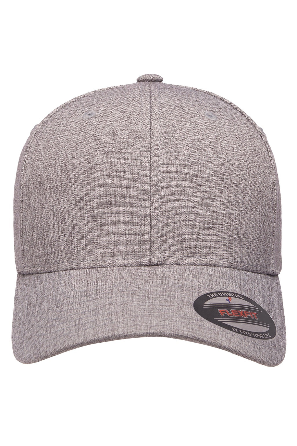 Flexfit Hats Y6350 Mens Heatherlight Stretch Fit Hat Grey Melange Flat Front
