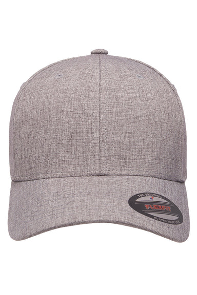 Flexfit Hats Y6350 Mens Heatherlight Stretch Fit Hat Grey Melange Flat Front