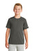 New Era YNEA200 Youth Series Performance Jersey Moisture Wicking Short Sleeve Crewneck T-Shirt Graphite Grey Model Front