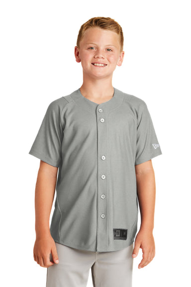 New Era YNEA220 Youth Diamond Era Moisture Wicking Short Sleeve Jersey Grey Model Front