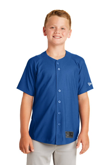New Era YNEA220 Youth Diamond Era Moisture Wicking Short Sleeve Jersey Royal Blue Model Front