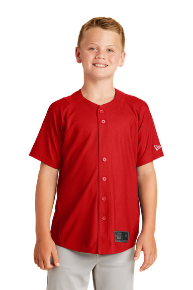 New Era YNEA220 Youth Diamond Era Moisture Wicking Short Sleeve Jersey Scarlet Red Model Front