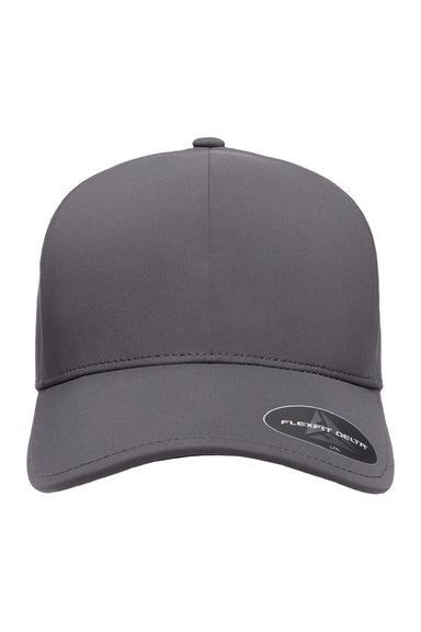 Flexfit Hats YP180/180 Mens Moisture Wicking Stretch Fit Hat Dark Grey Flat Front