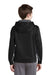 Sport-Tek YST235 Youth Sport-Wick Moisture Wicking Fleece Hooded Sweatshirt Hoodie w/ Pouch Pocket Black/Dark Smoke Grey Model Back