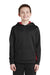 Sport-Tek YST235 Youth Sport-Wick Moisture Wicking Fleece Hooded Sweatshirt Hoodie w/ Pouch Pocket Black/Deep Red Model Front