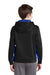 Sport-Tek YST235 Youth Sport-Wick Moisture Wicking Fleece Hooded Sweatshirt Hoodie w/ Pouch Pocket Black/True Royal Blue Model Back