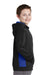 Sport-Tek YST235 Youth Sport-Wick Moisture Wicking Fleece Hooded Sweatshirt Hoodie w/ Pouch Pocket Black/True Royal Blue Model Side