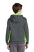 Sport-Tek YST235 Youth Sport-Wick Moisture Wicking Fleece Hooded Sweatshirt Hoodie w/ Pouch Pocket Dark Smoke Grey/Lime Shock Green Model Back