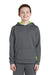 Sport-Tek YST235 Youth Sport-Wick Moisture Wicking Fleece Hooded Sweatshirt Hoodie w/ Pouch Pocket Dark Smoke Grey/Lime Shock Green Model Front