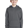 Sport-Tek Youth Sport-Wick Moisture Wicking Fleece Hooded Sweatshirt Hoodie w/ Pouch Pocket - Dark Smoke Grey/True Navy Blue