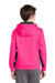 Sport-Tek YST235 Youth Sport-Wick Moisture Wicking Fleece Hooded Sweatshirt Hoodie w/ Pouch Pocket Neon Pink/Black Model Back