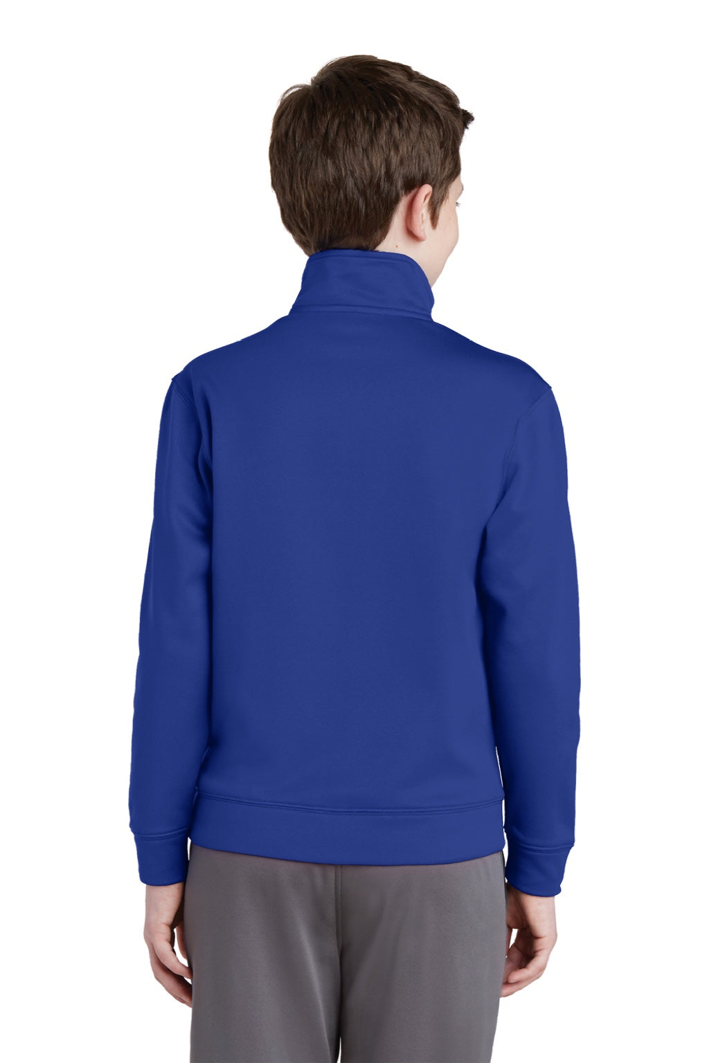 Sport-Tek YST241 Youth Sport-Wick Moisture Wicking Fleece Full Zip Sweatshirt w/ Pockets True Royal Blue Model Back