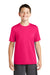 Sport-Tek YST320 Youth Tough Moisture Wicking Short Sleeve Crewneck T-Shirt Raspberry Pink Model Front